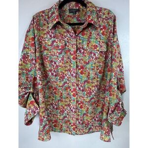 Elementz Plus Size Button‎ Up Floral Blouse Size 1X